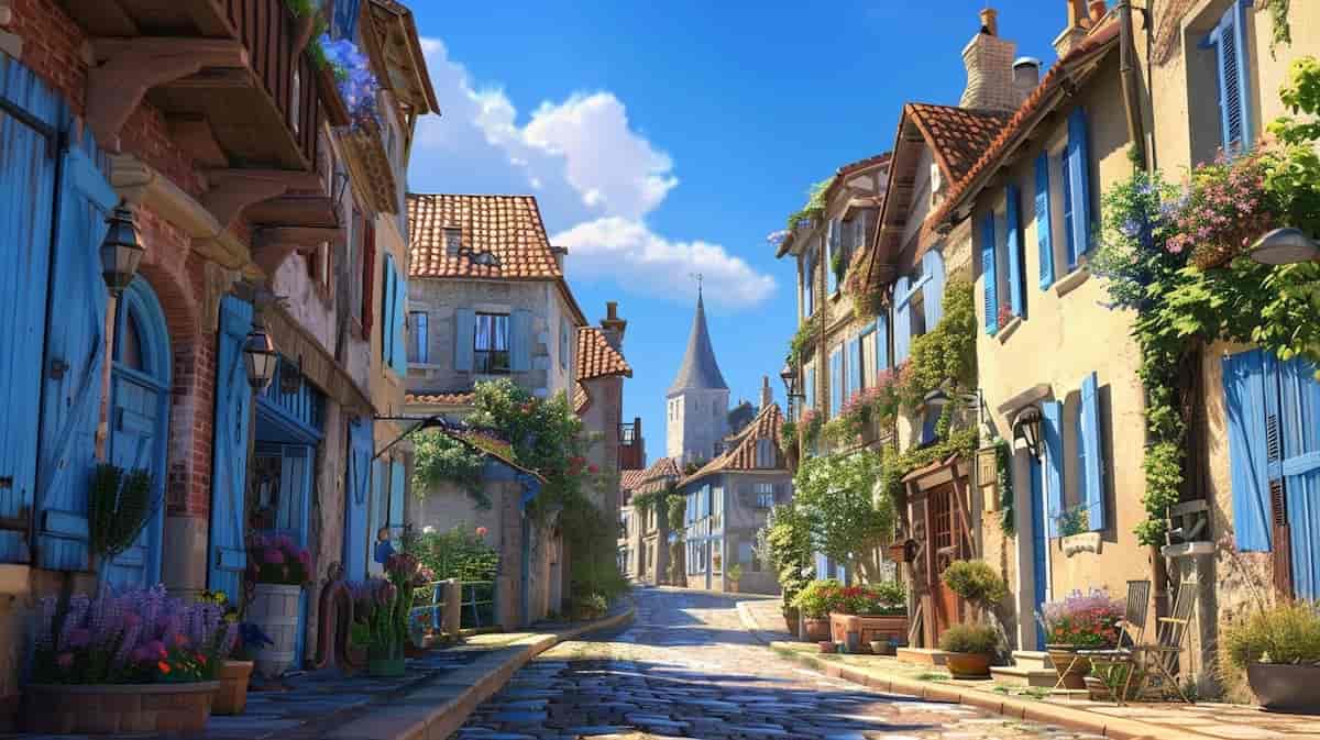 City centre of a French village