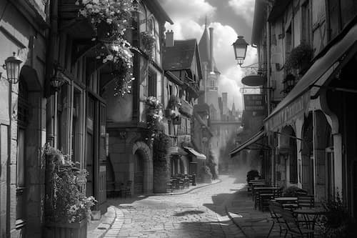 Ville en cours de chargement (noir et blanc)