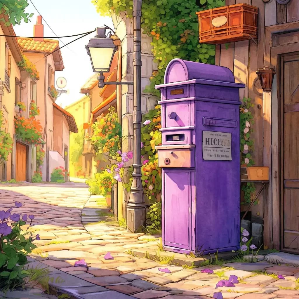 Boîte aux lettres violette en bordure de rue